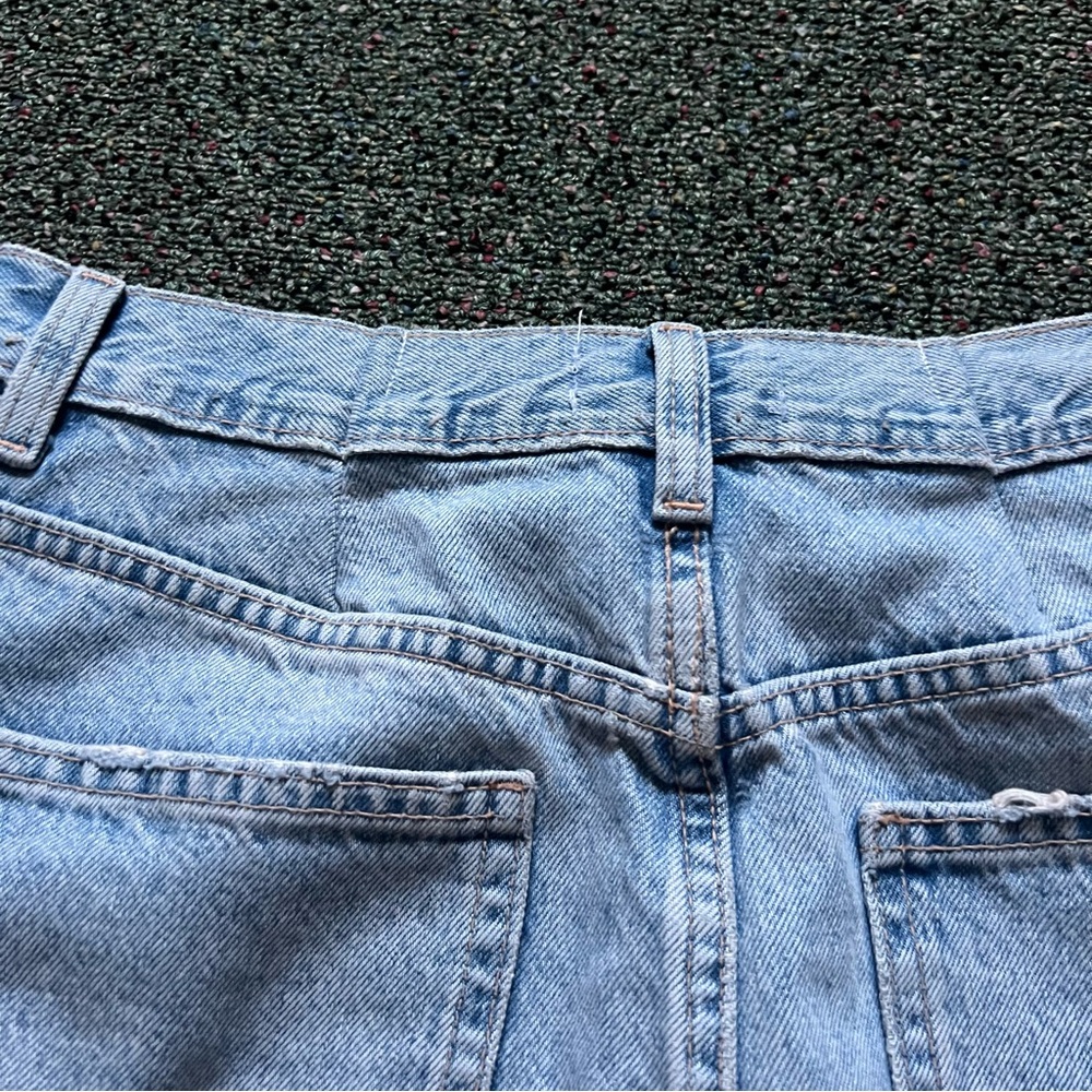 ZARA Light Wash Denim Distressed Hem Straight Midi Maxi Front Slit Cotton Skirt - Picture 14 of 16